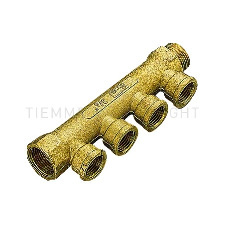 Collettore Lineare in Ottone 1"G F-M con 3 Uscite 1/2" Femmina, Interasse 36 mm Tiemme 1910023 1910023 1