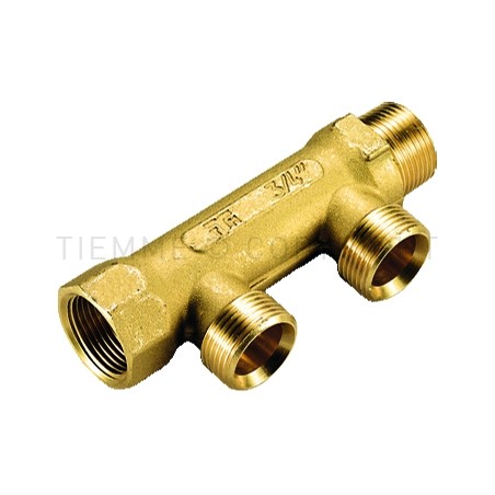 Collettore LINEARE in ottone 1"G maschio-femina con 2 vie 3/4"x18 maschio, in ottone giallo Tiemme 1910026 1910026 1