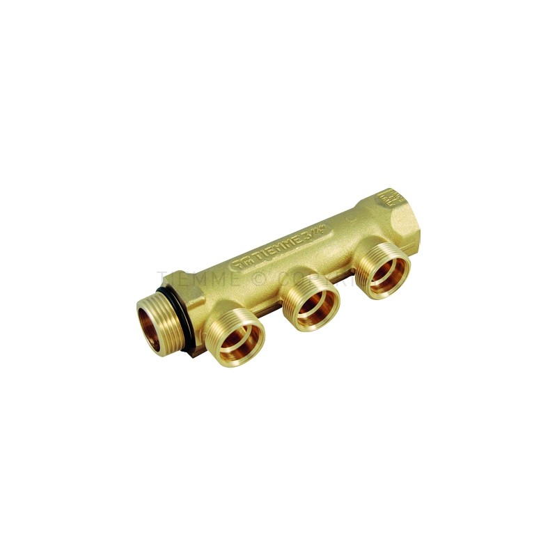 Collettore LINEARE in ottone 3/4"G maschio-femina con 2 vie 24x19fil (Ø18) maschio, in ottone giallo Tiemme 1910079 1910079 1