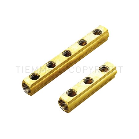 Collettore da barra in ottone ø 3/4"G con 11 uscite 1/2" femmina Interasse di 50 mm Tiemme 1970104 1970104 1
