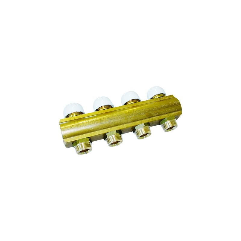 Collettore di distribuzione ø 1"G con 2 vie ø 3/4" con di valvole di intercettazione manuale termostatizzabili Tiemme 3030024 30
