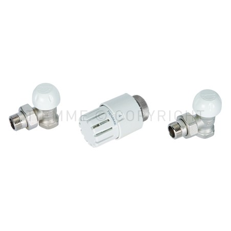 KIT CURVO VALVOLA TERMOST - DETENTORE - TESTINA 3/8" ATT G3/8" - 3308KIT03 TIEMME 3300133 1