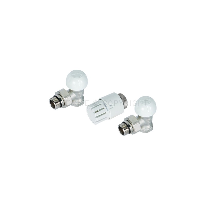 KIT CURVO VALVOLA TERMOST - DETENTORE - TESTINA PRETENUTA 1/2" ATT G1/2" - 3308KIT03R TIEMME 3300157 1