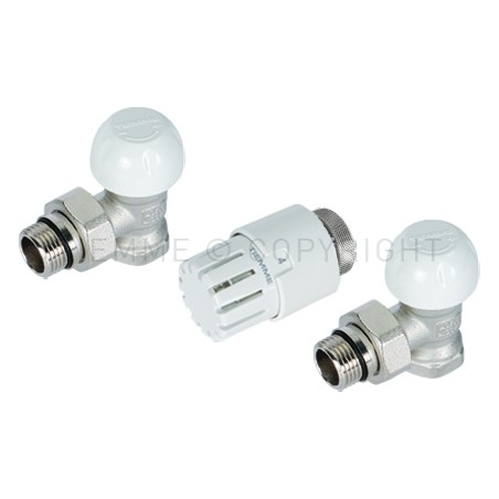 KIT CURVO VALVOLA TERMOST - DETENTORE - TESTINA PRETENUTA 1/2" ATT G1/2" - 3308KIT03R TIEMME 3300157 1