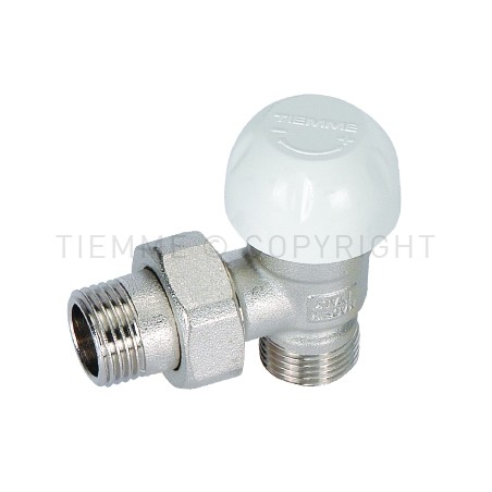 VALVOLA 90 gradi NI RADIATORE TERMOSTATIZ PRE - REGOLAZ CAPP PROT CANTIERE 3/8" ATT 3/4"(18) - 332H TIEMME 3310016 1