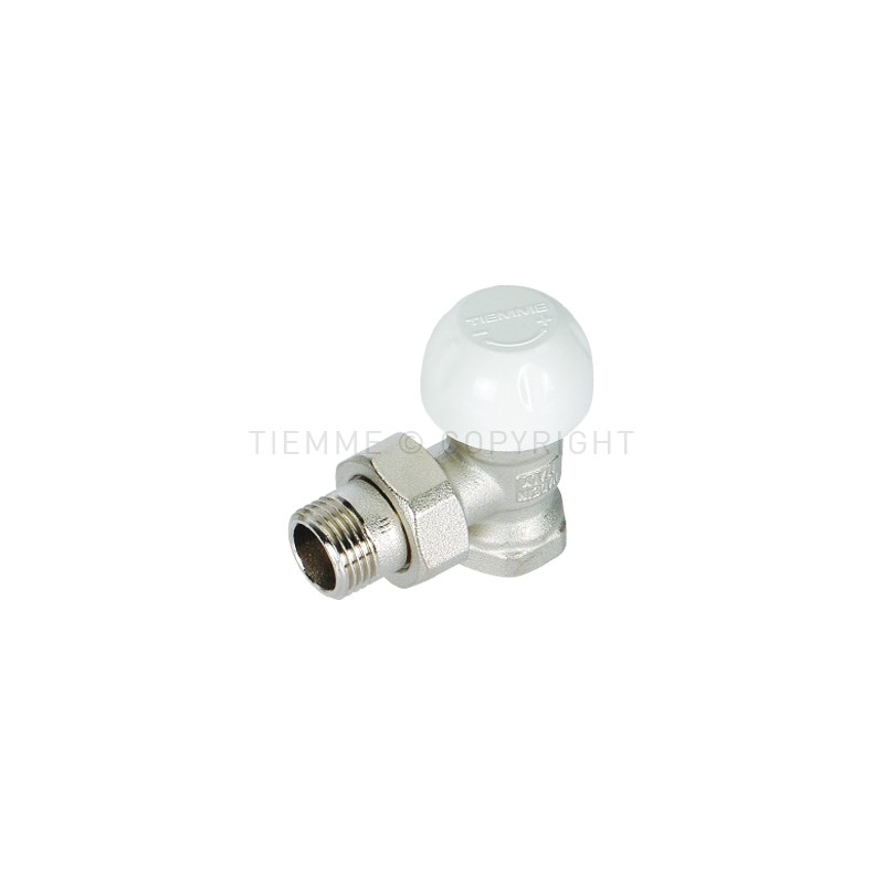 VALVOLA 90 gradi NI RADIATORE TERMOSTATIZ PRE - REG PRETEN CAPP PROT CANTIERE 1/2" ATT G1/2"F - 331H TIEMME 3310033 1