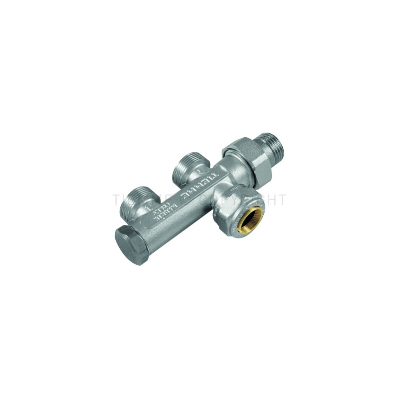 DISTRIBUTORE CR 1/2" 0,5 ATTACCO PAVIMENTO TUBO CU Ø 15 ATT 24X19(18) INT 38 - 3370K TIEMME 3370003 1