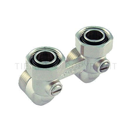 DISTRIBUTORE BITUBO CURVO CR ATT PARETE 3/4"FEM - ATT 24X19(18) - 3393 TIEMME 3390004 1