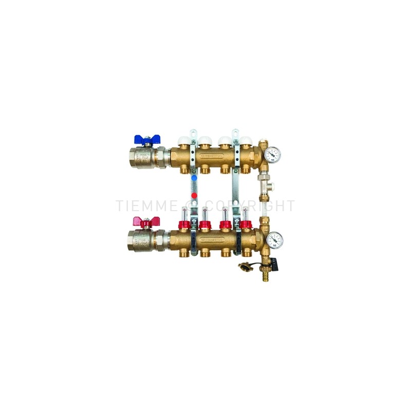 COPPIA COLL FLOOR DI DISTR FLUSSIM VALVOLA DIR BYPASS 1"1/4 10D 3/4"(18) INT 50 - 3877BY TIEMME 3850141 1