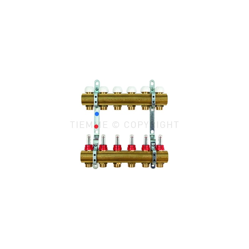 COPPIA COLLETTORI BARRA DI DISTRIBUZIONE FLUSSIM 1" 05D 3/4"(18) INT 50 - 3856 TIEMME 3870022 1