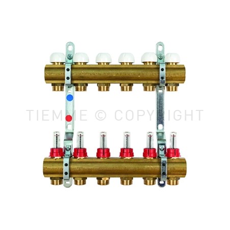 COPPIA COLLETTORI BARRA DI DISTRIBUZIONE FLUSSIM 1" 05D 3/4"(18) INT 50 - 3856 TIEMME 3870022 1