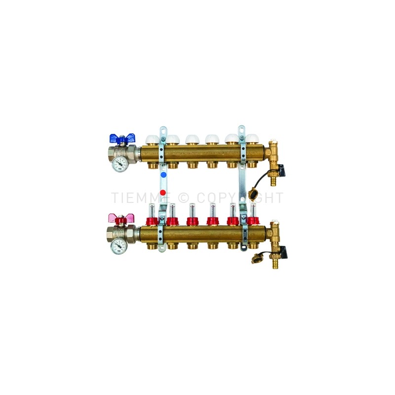COPPIA COLLETTORI BARRA DI DISTRIBUZIONE FLUSSIM VALVOLA DIR 1" 11D 3/4"(18) INT 50 - 3871 TIEMME 3870024 1