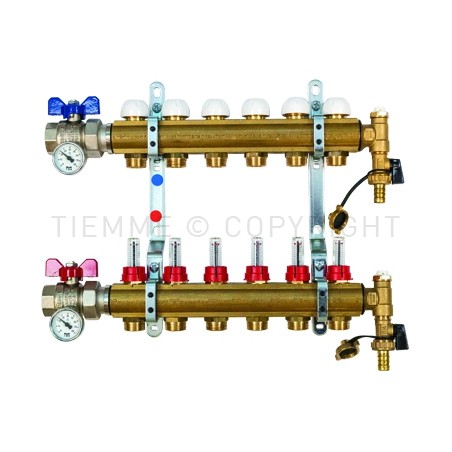 COPPIA COLLETTORI BARRA DI DISTRIBUZIONE FLUSSIM VALVOLA DIR 1" 11D 3/4"(18) INT 50 - 3871 TIEMME 3870024 1