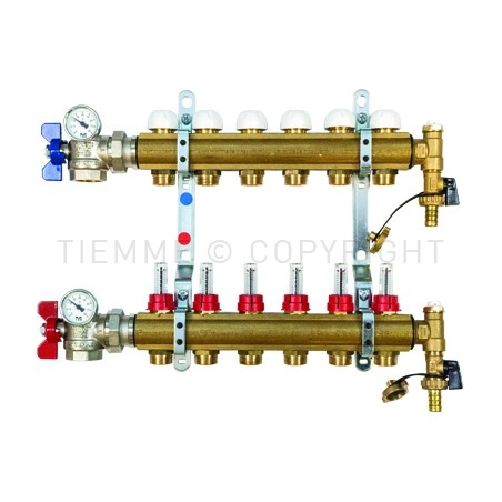 COPPIA COLLETTORI DI DISTRIBUZIONE FLUSSIM VALVOLA 90 gradi 1" 12D 3/4"(18) INT 50 - 3881 TIEMME 3870087 1