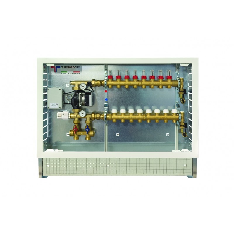 Gruppo di miscelazione e distribuzione 1" con regolazione a punto fisso e 7 vie 3/4"x18 maschio - Tiemme 3900449 3900449 1