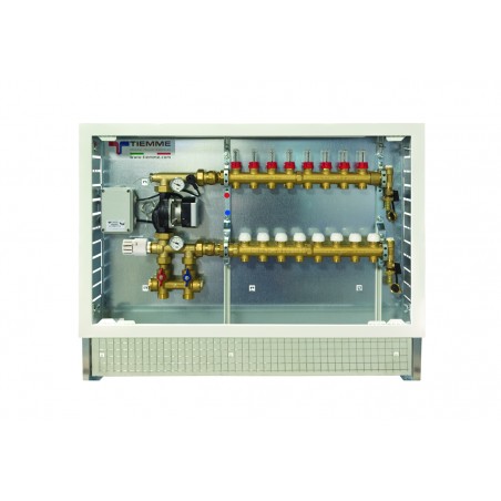 Gruppo di miscelazione e distribuzione 1" con regolazione a punto fisso e 10 vie 3/4"x18 maschio - Tiemme 3900452 3900452 1