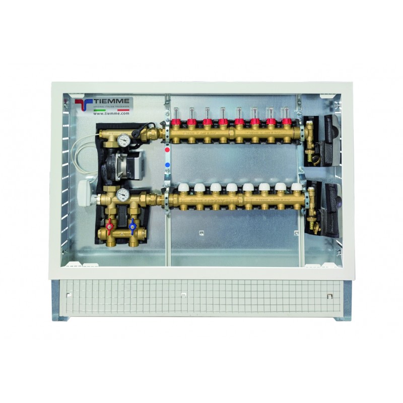 Gruppo di miscelazione e distribuzione 1" con regolazione climatica 8 vie 3/4"x18 Eurocono - Tiemme 3900538 3900538 1