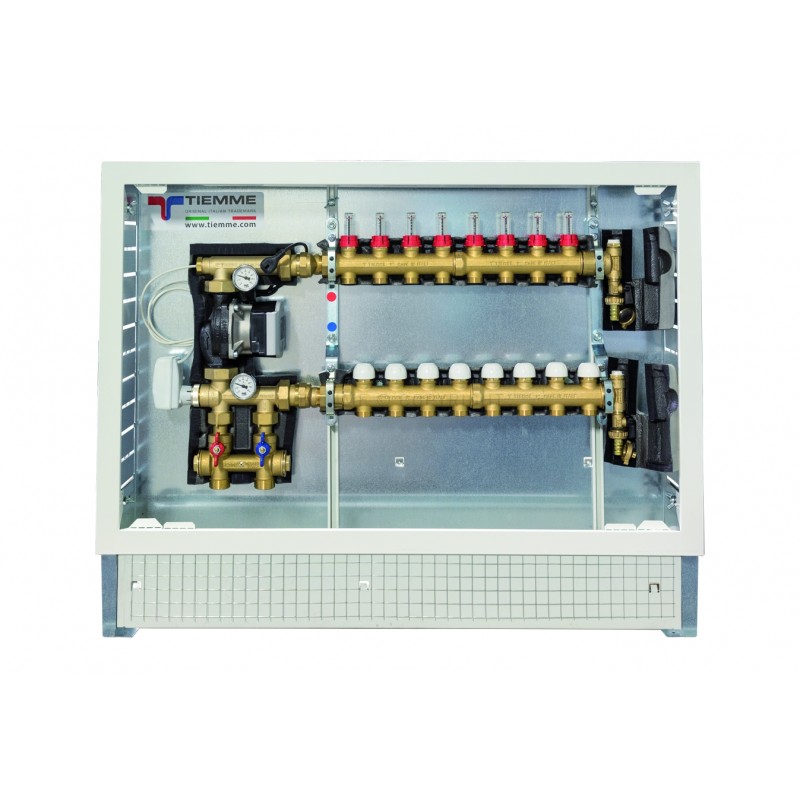 Gruppo di miscelazione e distribuzione 1" con regolazione a climatica e 12 vie 3/4"x18 Eurocono - Tiemme 3900564 3900564 1