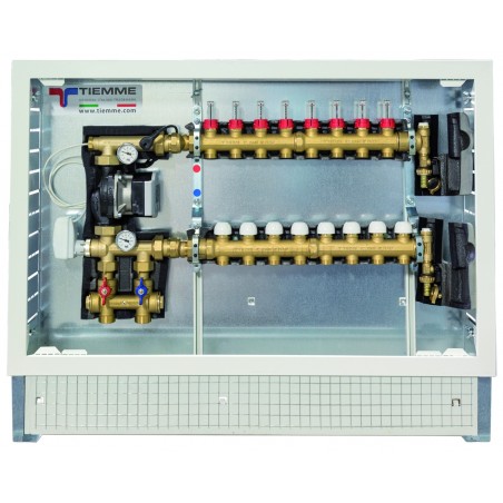 Gruppo di miscelazione e distribuzione 1" con regolazione climatica 6 vie 3/4"x18 Eurocono - Tiemme 3900580 3900580 1