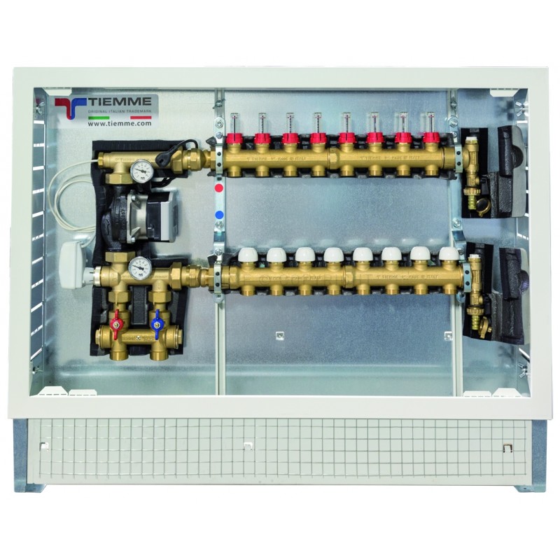 Gruppo di miscelazione e distribuzione 1" con regolazione climatica 8 vie 3/4"x18 Eurocono - Tiemme 3900582 3900582 1