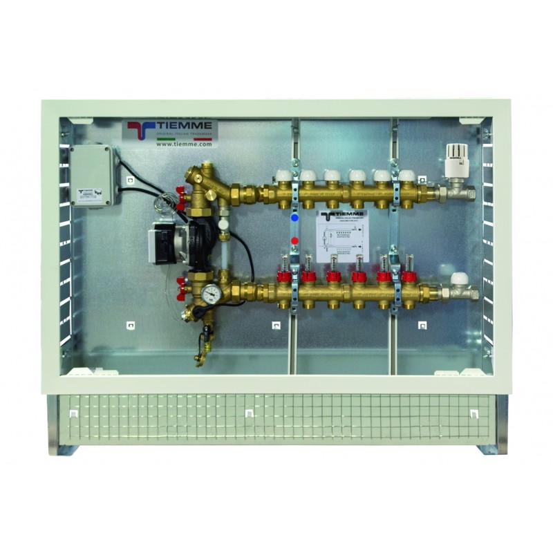 Gruppo di miscelazione e distribuzione 1" con regolazione  a punto fisso 4 vie 3/4"x18 Eurocono - Tiemme 3910121 3910121 1