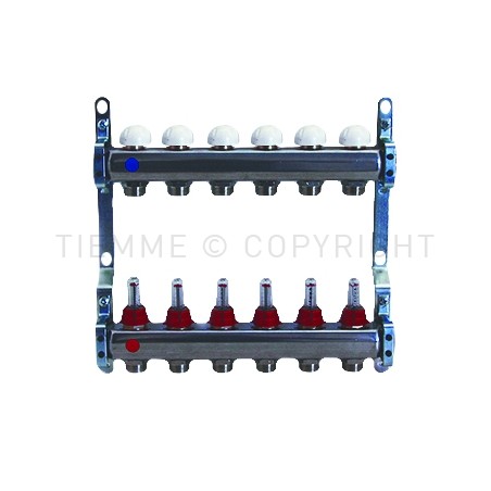 COPPIA COLLETTORI AISI 304L DI DISTRIBUZIONE FLUSSIM 1" 07D 3/4"(18) INT 50 - 3856X TIEMME 3920064 1