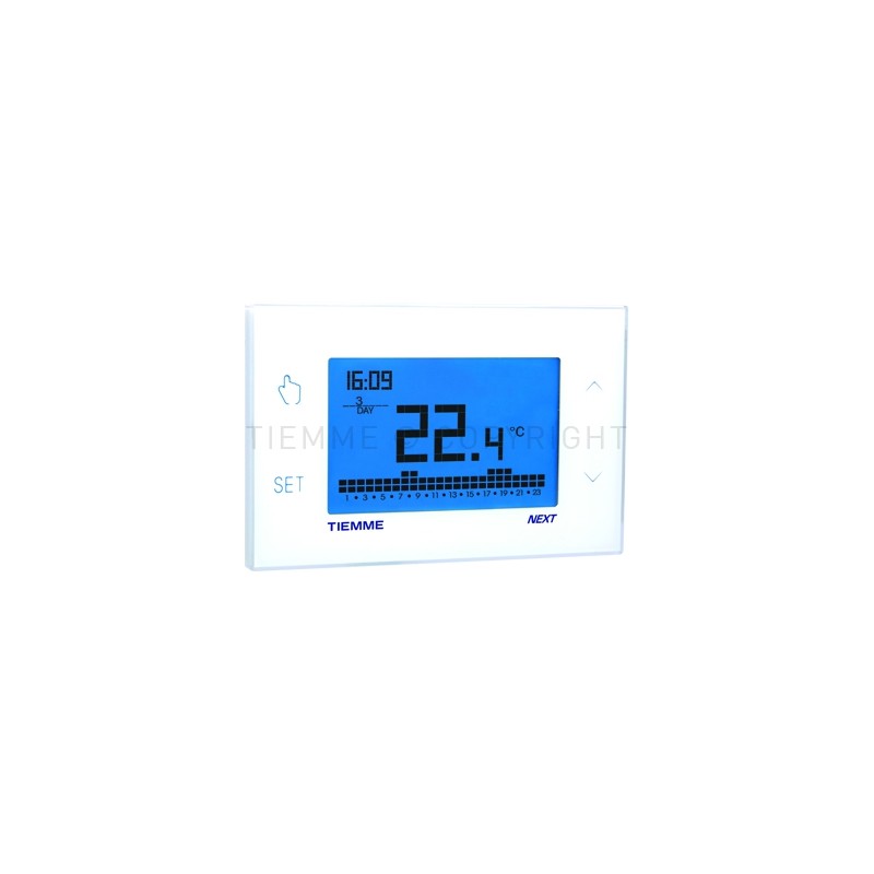 CRONOTERMOSTATO SETTIMANALE DIGITALE DA PARETE TIEMME NEXT 230 VAC COMUNICAZIONE WIFI BIAN - 9589 TIEMME 9570201 1 CRONOTERMOSTATO SETTIMANALE DIGITALE DA PARETE TIEMME NEXT 230 VAC COMUNICAZIONE WIFI BIAN - 9589 TIEMME 9570201 1