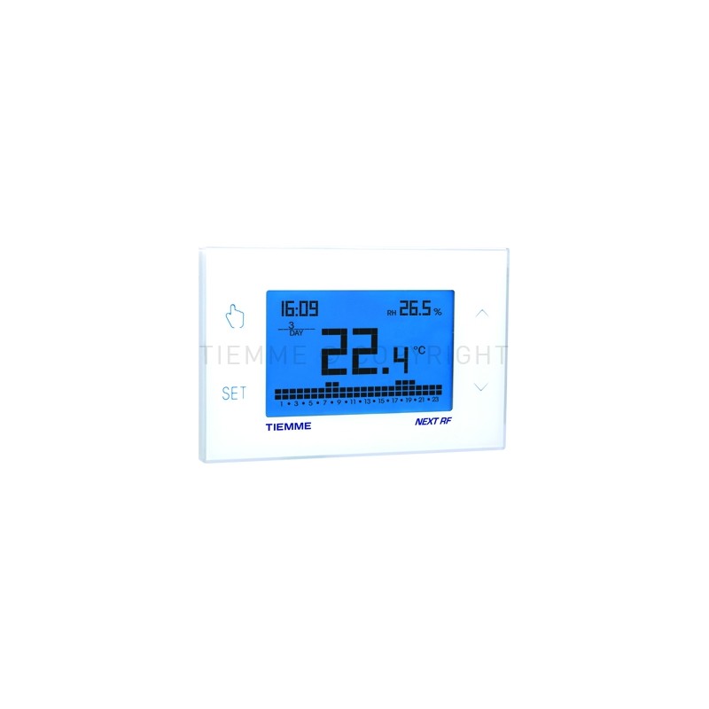 CRONOTERMOSTATO SETTIMANALE DIGITALE DA PARETE TIEMME NEXT RF CON SENSORE DI UMIDITA' 230 V - 9590 TIEMME 9570203 1 CRONOTERMOSTATO SETTIMANALE DIGITALE DA PARETE TIEMME NEXT RF CON SENSORE DI UMIDITA' 230 V - 9590 TIEMME 9570203 1
