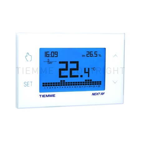 CRONOTERMOSTATO SETTIMANALE DIGITALE DA PARETE TIEMME NEXT RF CON SENSORE DI UMIDITA' 230 V - 9590 TIEMME 9570203 1