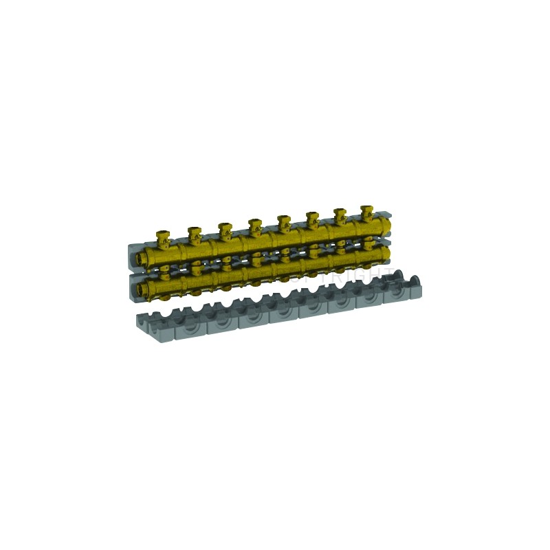 COLLETTORE OTTONE 6,5 M3/h N gradi4 CIRCUITI ATT 1"1/2 SEDE PIANA A 8 MODULI INT 125 - 5540G4M8 TIEMME 5570376 1