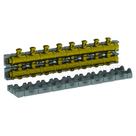 COLLETTORE OTTONE 6,5 M3/h N gradi4 CIRCUITI ATT 1"1/2 SEDE PIANA A 8 MODULI INT 125 - 5540G4M8 TIEMME 5570376 1