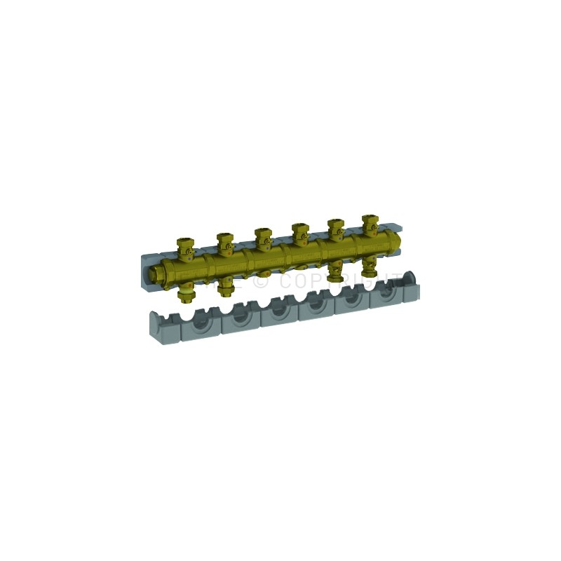 COLLETTORE OTTONE 2,2 M3/h N gradi4 CIRCUITI ATT 1"1/2 SEDE PIANA A 6 MODULI INT 125 - 5538G4M6 TIEMME 5570477 1
