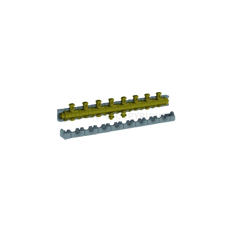 COLLETTORE OTTONE 2,2 M3/h N gradi4 CIRCUITI ATT 1"1/2 SEDE PIANA A 8 MODULI INT 125 INVERTITO - 5538G4M8 TIEMME 5570481 1