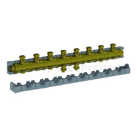 COLLETTORE OTTONE 2,2 M3/h N gradi4 CIRCUITI ATT 1"1/2 SEDE PIANA A 8 MODULI INT 125 CAR/SCAR - 5538G4M8 TIEMME 5570482 1