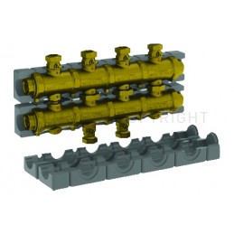 COLLETTORE OTTONE 6,5 M3/h N gradi3 CIRCUITI ATT 1"1/2 SEDE PIANA A 4 MODULI INT 125 CAR/SCAR - 5540G3M4 TIEMME 5570492 1