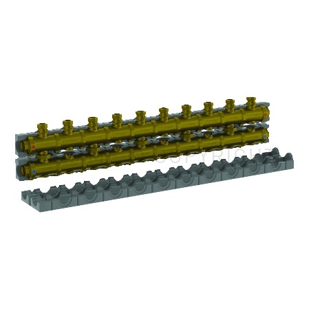 COLLETTOR OTTONE 6,5 M3/h N gradi5 CIRCUITI ATT 1"1/2 SEDE PIANA A 10 MODULI INT 125 INVERTITO - 5540G5M10 TIEMME 5570501 1