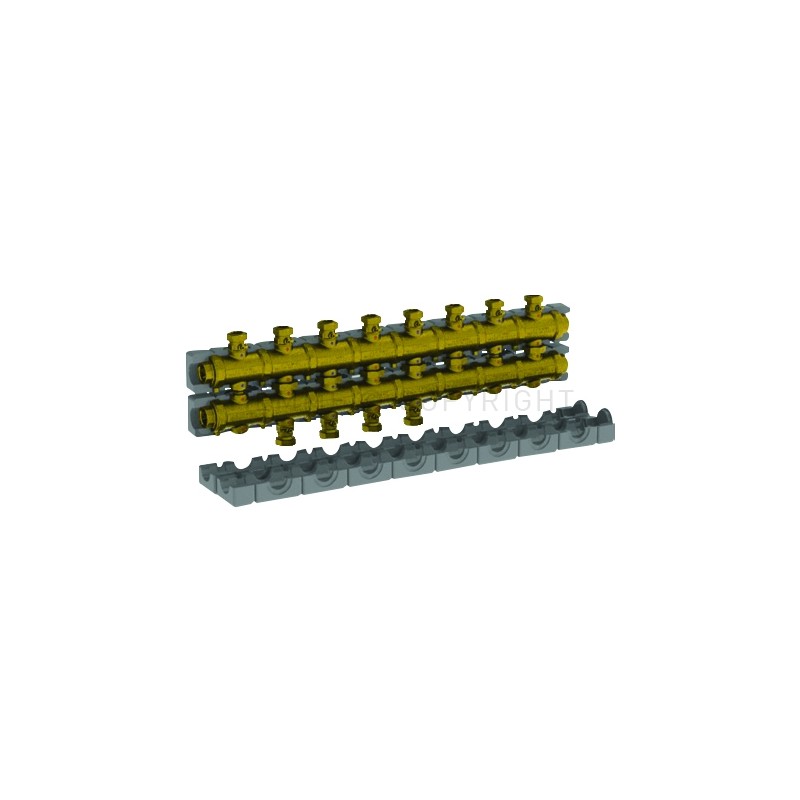 COLLETTOR OTTONE 6,5 M3/h N gradi6 CIRCUITI ATT 1"1/2 SEDE PIANA A 8 MODULI INT 125 INVERTITO - 5540G6M8 TIEMME 5570503 1