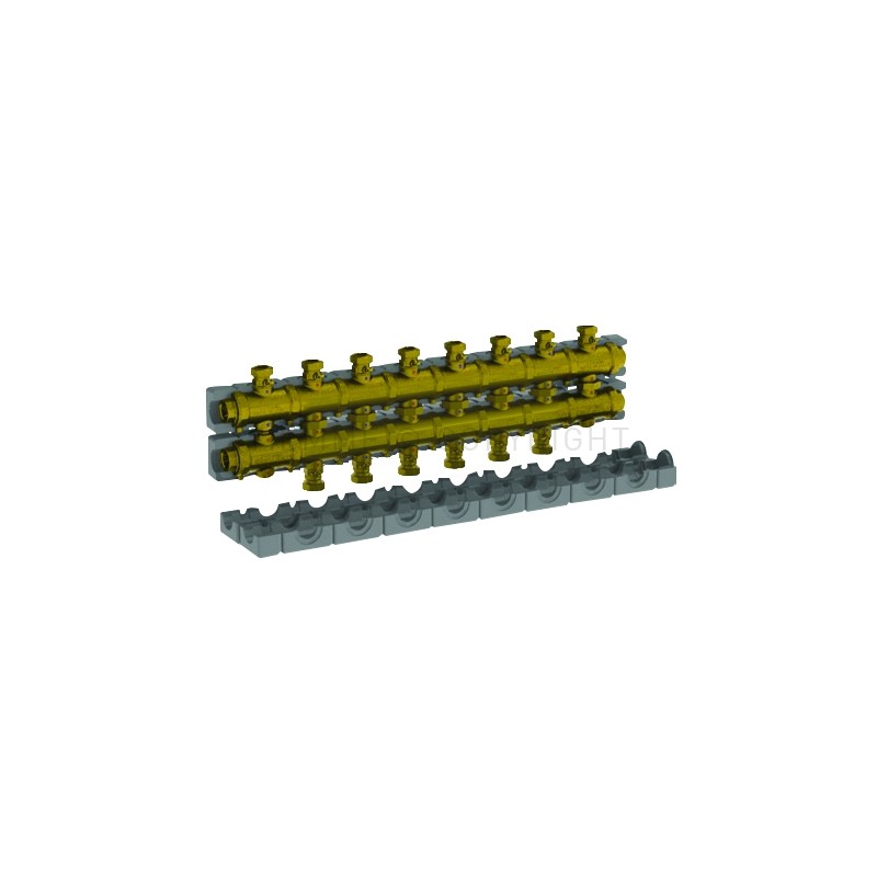 COLLETTOR OTTONE 6,5 M3/h N gradi7 CIRCUITI ATT 1"1/2 SEDE PIANA A 8 MODULI INT 125 CAR/SCAR - 5540G7M8 TIEMME 5570510 1