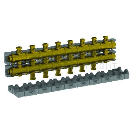 COLLETTOR OTTONE 6,5 M3/h N gradi7 CIRCUITI ATT 1"1/2 SEDE PIANA A 8 MODULI INT 125 CAR/SCAR - 5540G7M8 TIEMME 5570510 1