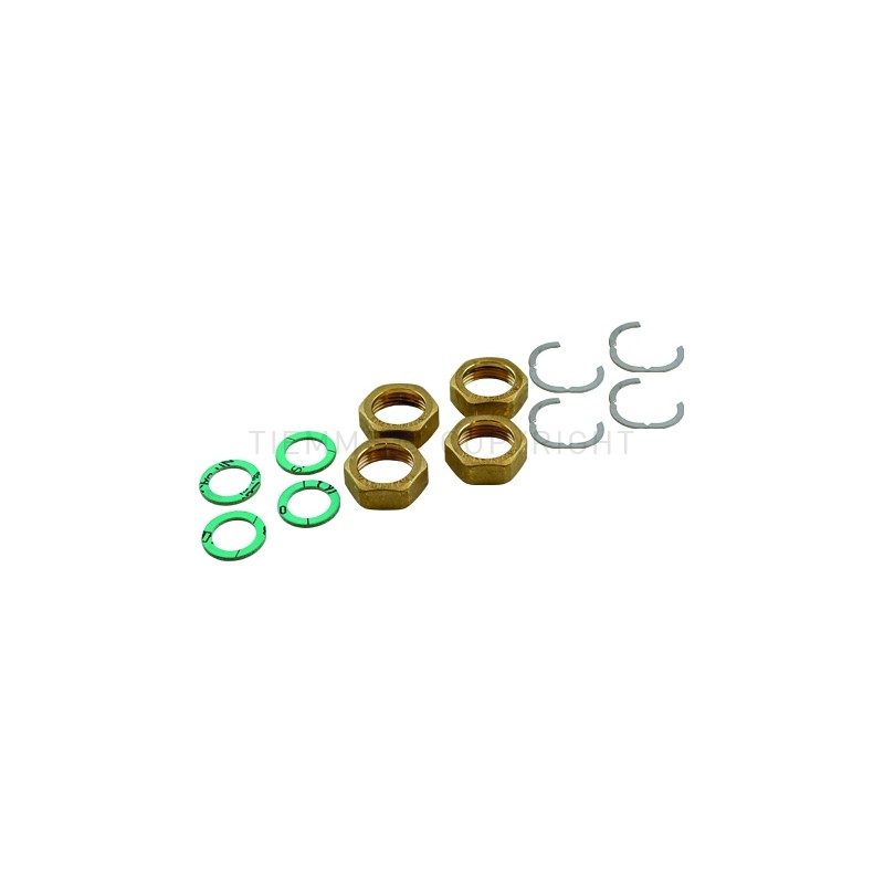 SET INSTALLAZIONE (4 DADI - 4 GUARNIZIONI PIANE - 4 ANELLI) TUBO INOX DN25 X 1"1/4 - 8930SET TIEMME 710011 1