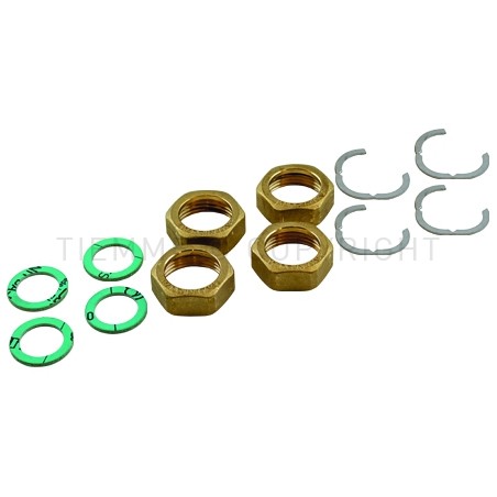 SET INSTALLAZIONE (4 DADI - 4 GUARNIZIONI PIANE - 4 ANELLI) TUBO INOX DN25 X 1"1/4 - 8930SET TIEMME 710011 1