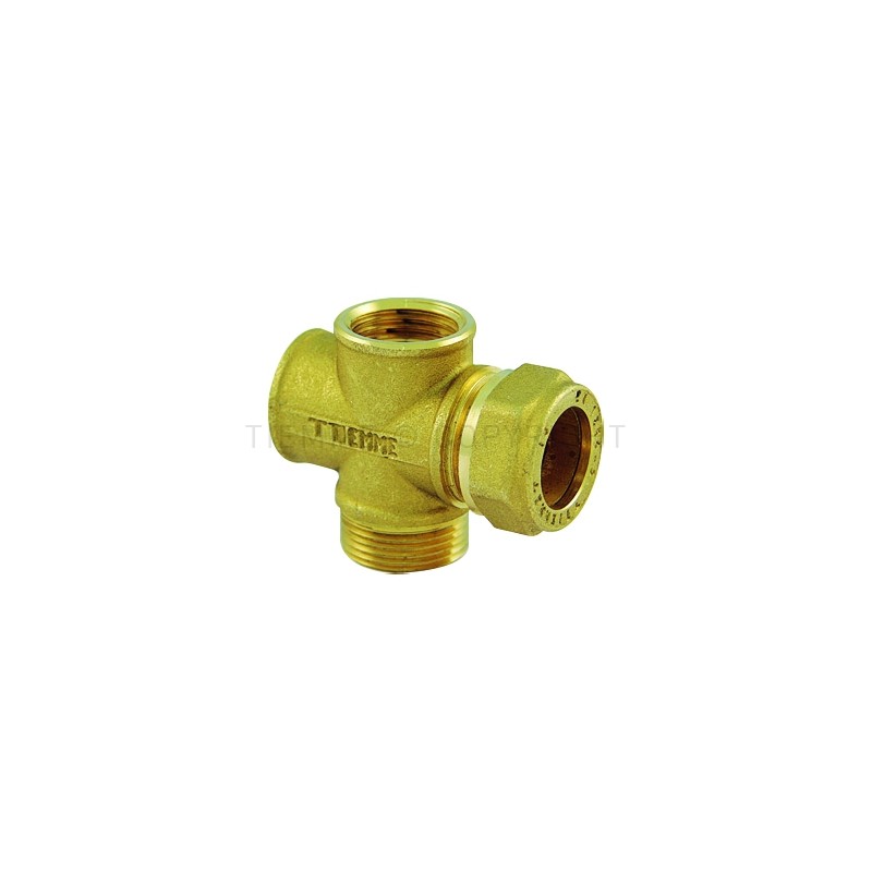 RACCORDO CROCE A COMPRES TUBO CU Ø 22 X 3/4" BATT PIANA - 1117FD TIEMME 4710014 1