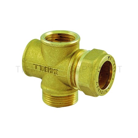 RACCORDO CROCE A COMPRES TUBO CU Ø 22 X 3/4" BATT PIANA - 1117FD TIEMME 4710014 1