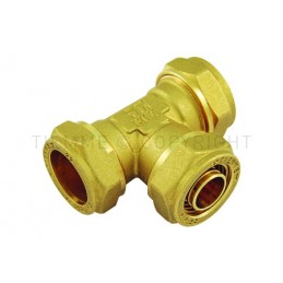 RACCORDO TEE A COMPRES TUBO CU/PE - X/CU Ø 22(CU) - 22(3,0) - 22(CU) - 1138 TIEMME 4710025 1