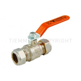 VALVOLA SFERA A COMPRES TUBO CU SOLARE Ø 18 - 18 LEVA ACCIAIO PIATTA PLASTIF ARANCIO - 2162SUN TIEMME 4720075 1