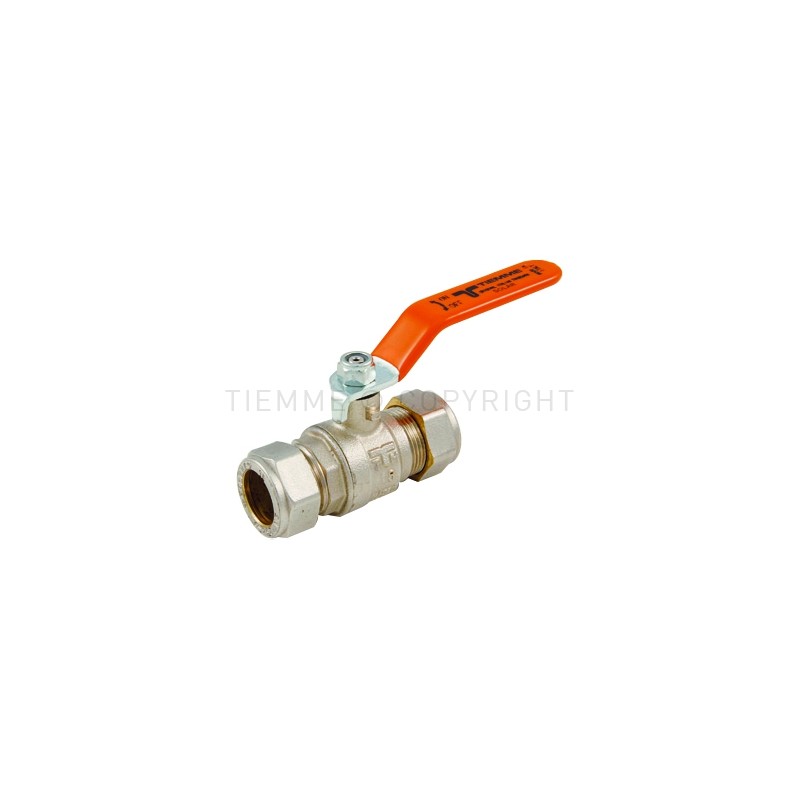 VALVOLA SFERA A COMPRES TUBO CU SOLARE Ø 28 - 28 LEVA ACCIAIO PIATTA PLASTIF ARANCIO - 2162SUN TIEMME 4720077 1