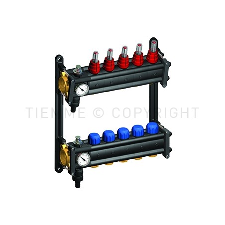 Collettore di distribuzione in poliammide da 1"1/4G con 10 vie 3/4"x18 maschio - Tiemme 3880005 3880005 1