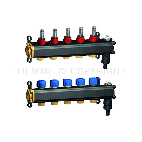 Collettore di distribuzione in poliammide da 1" con 3 vie 3/4"x18 maschio - Tiemme 3880021 3880021 1