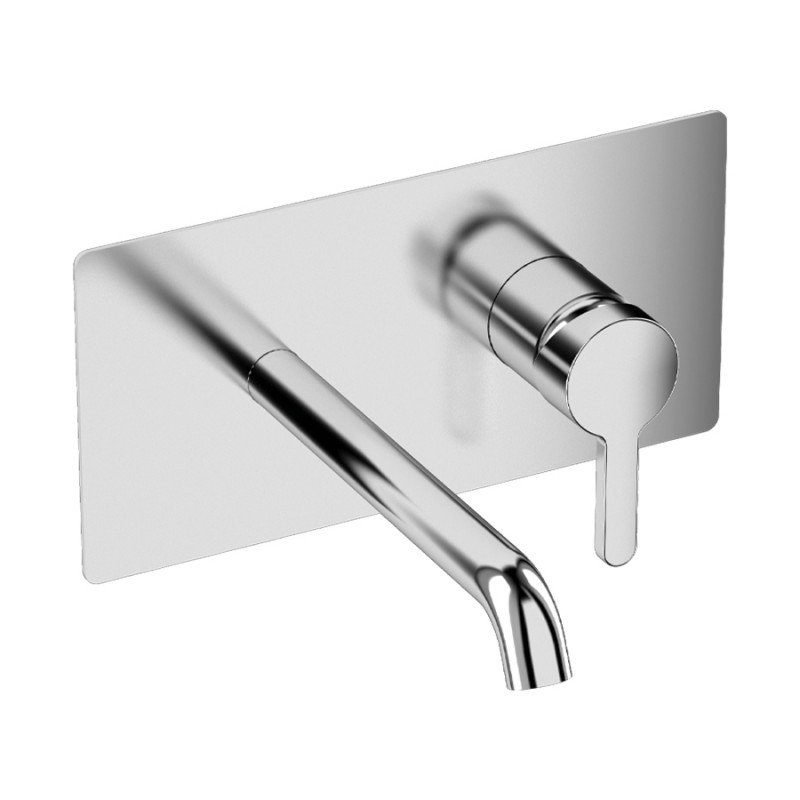 F11SSW1 MISCELATORE LAVABO INCASSO FLY PIASTRA SINGOLA SENZA SCARICO  CROMATO/A LEVA BIANCA RAL 9003 411490613 1