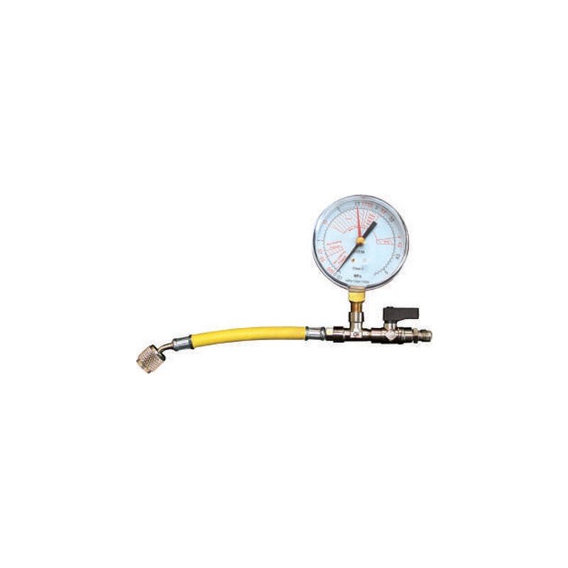 MANOMETRO AZOTO A SETTORI CON TUBO FLESSIBILE GIALLO E RUBINETTO 1/4'' M MR145/G 1